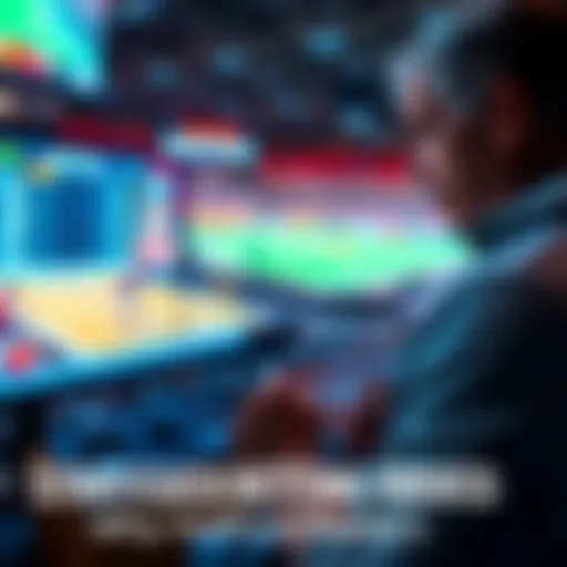 A person looking at a sports game on TV with a betting slip in hand, contemplating their next move during halftime.