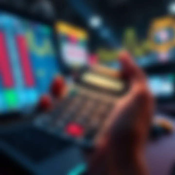 A hand holding a calculator with betting odds and strategies displayed on the screen.