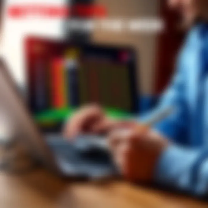A person reviewing betting odds on a laptop while holding a notepad and pen, symbolizing strategy and excitement for new bets.
