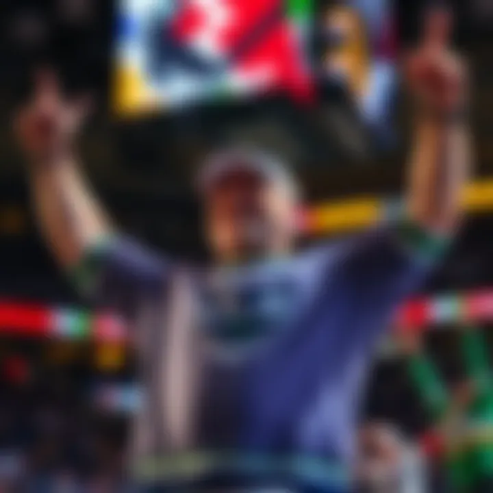 A bettor celebrates after winning big during the COL-MIN game, showing excitement and cheering with arms raised.