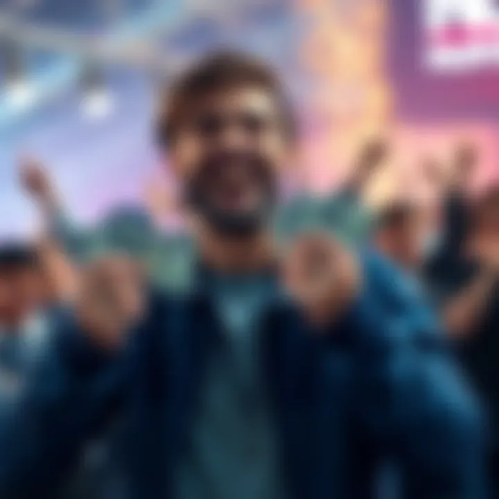 A happy bettor holding cash after winning $4100 using Sideline betting platform