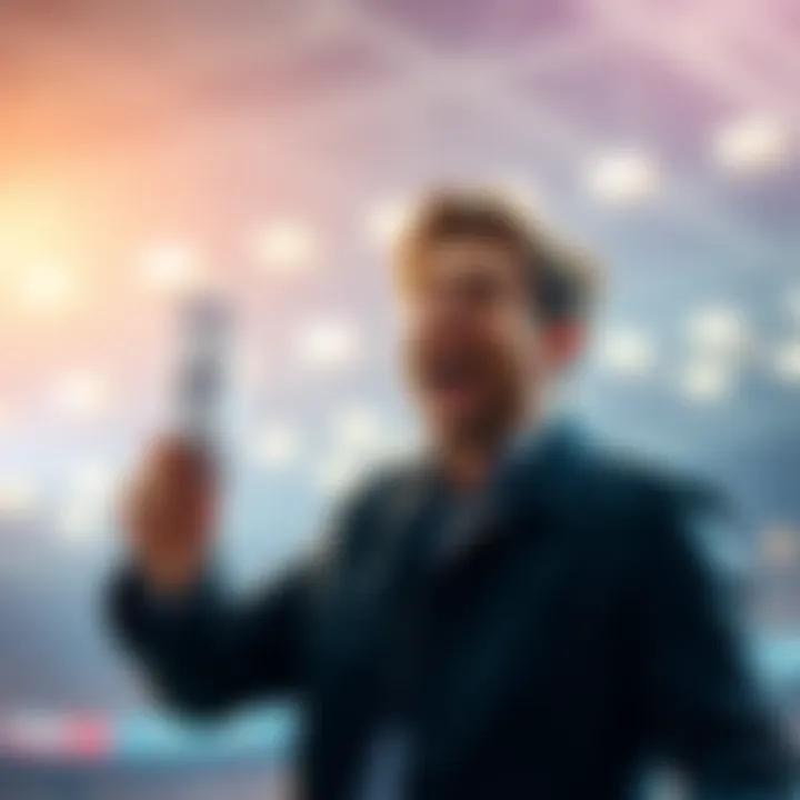 A bettor is joyfully celebrating after a successful bet, holding a betting slip with a smile.