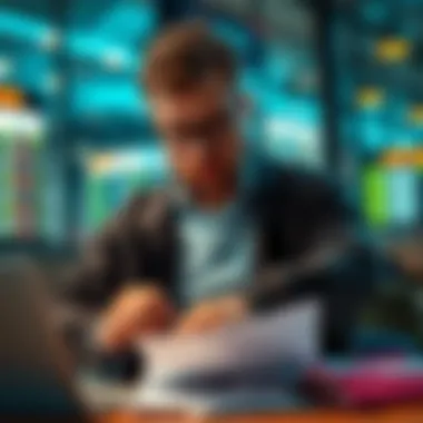 Bettor questioning tipster A frustrated bettor looking at betting papers and a laptop, questioning the reliability of human tipsters versus AI predictions