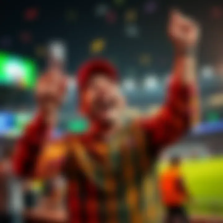 A happy bettor holding up a ticket and celebrating after winning a big payout with a small bet at Gday.