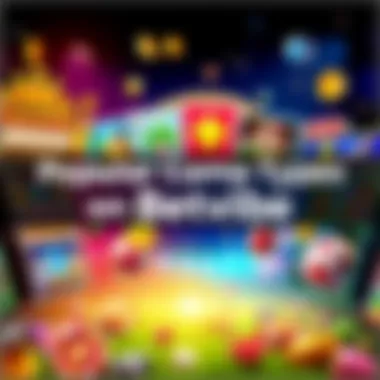 A colorful collage of different online game types, including slots, card games, and virtual sports, attracting players' attention on Betvibe.