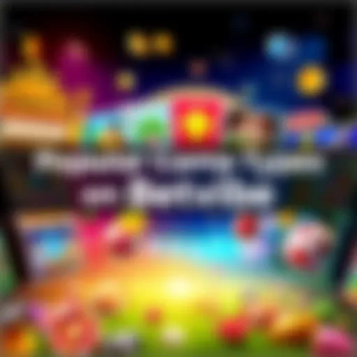 A colorful collage of different online game types, including slots, card games, and virtual sports, attracting players' attention on Betvibe.