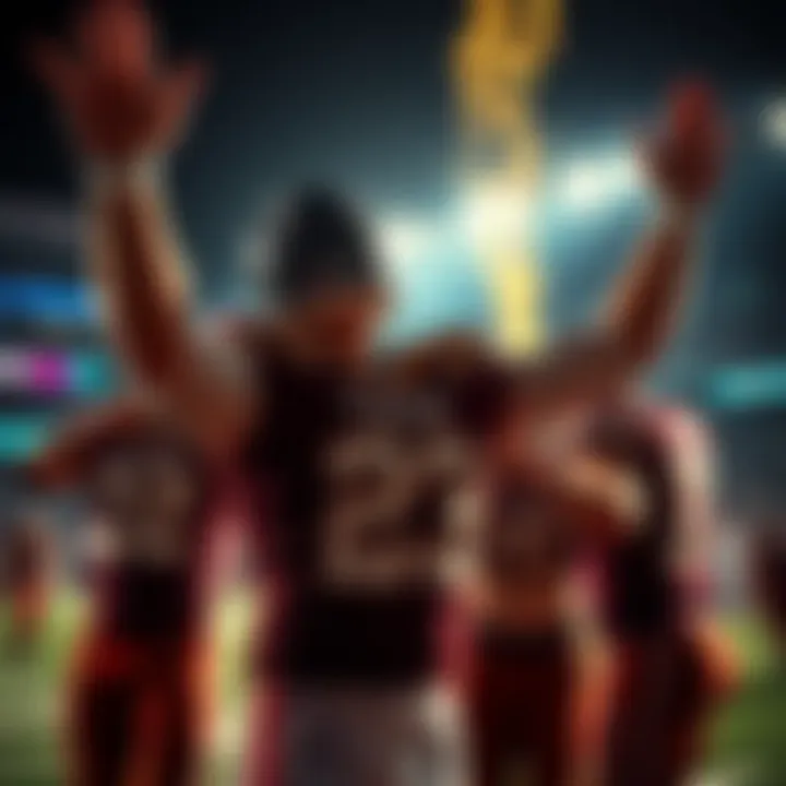 Big Back Pete celebrating with teammates after a game win