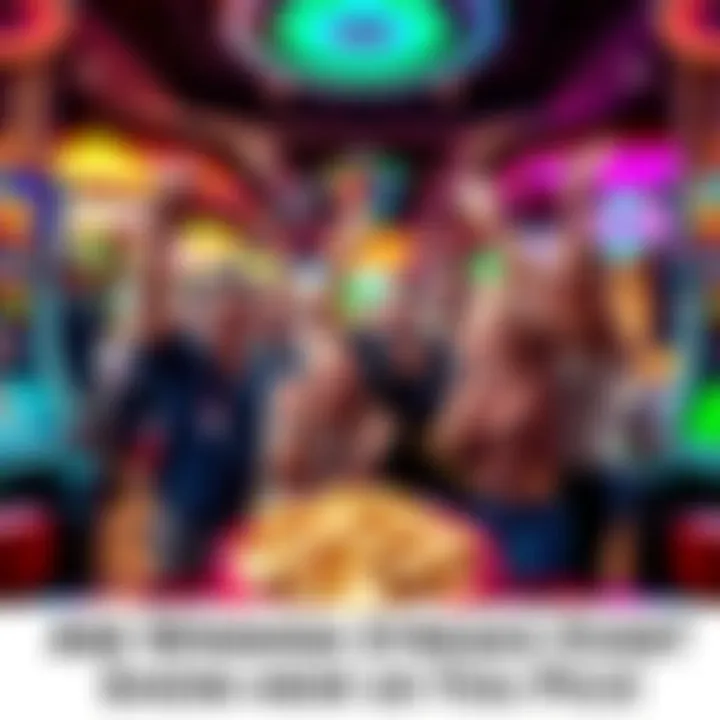 Group of excited people showing off their jackpot winnings at a casino
