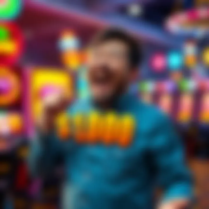Big Win on Sword Spin A joyful player celebrating a big win of $1,000 from a Sword Spin game after a small bet, with colorful casino graphics in the background.