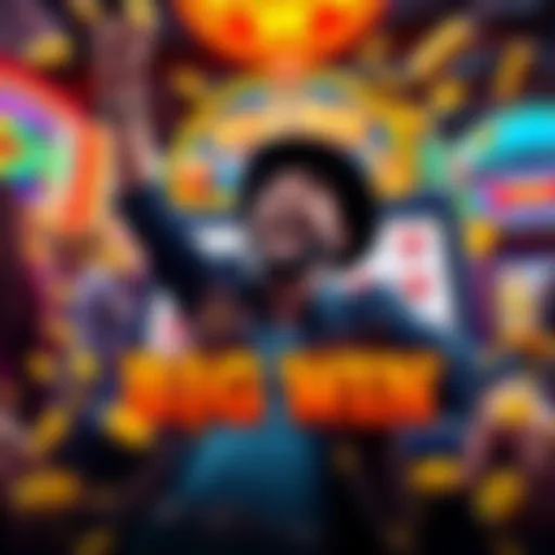 A joyful player celebrating a massive win on a western-themed slot machine game, surrounded by coins and colorful graphics.