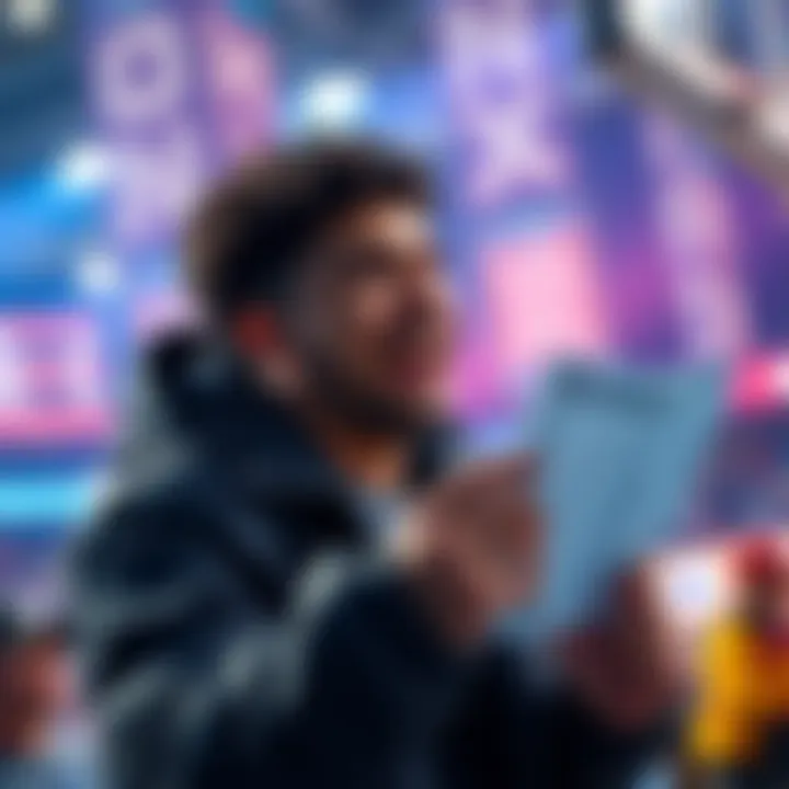 Big Bet on March Madness Game A person places a large bet on a March Madness basketball game, holding a betting slip with excitement