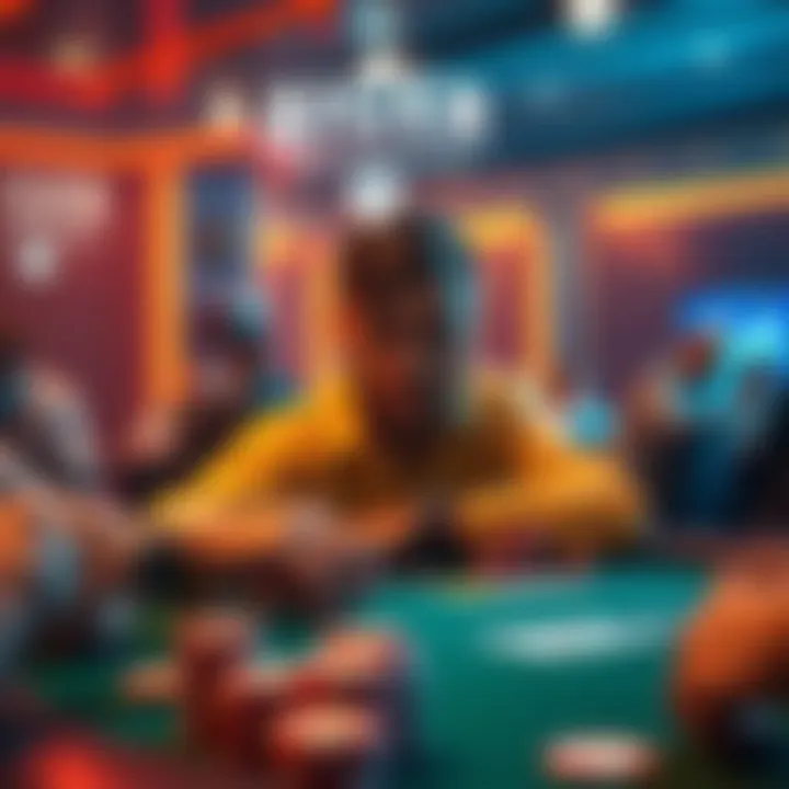 Big O Poker Gameplay A player focused at a poker table during a Big O game, with chips and cards visible.