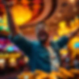 A player celebrating after winning $6295 at Golden Nugget Lake Tahoe, surrounded by casino lights and excitement.