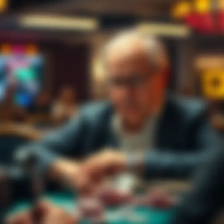 Bill Klein at a Poker Table Bill Klein playing poker at a high-stakes tournament, focused and surrounded by chips and cards