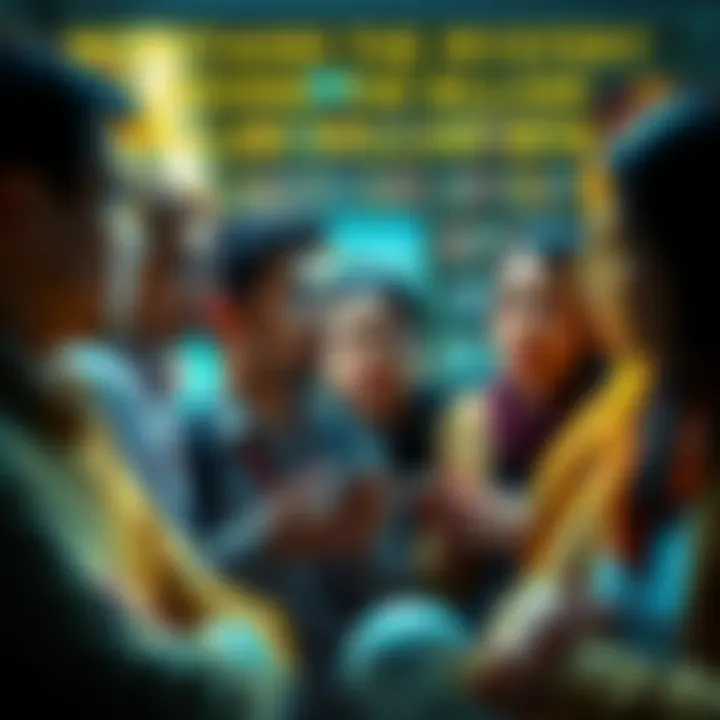 A group of people talking about the billion dollar lottery win with curious expressions