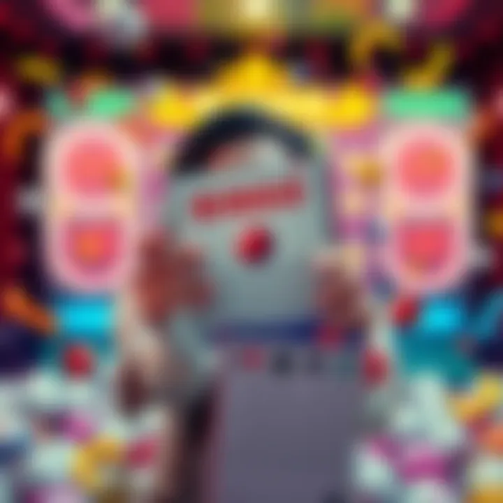 A person holding a bingo card with excitement, surrounded by colorful bingo balls and potential jackpot symbols.