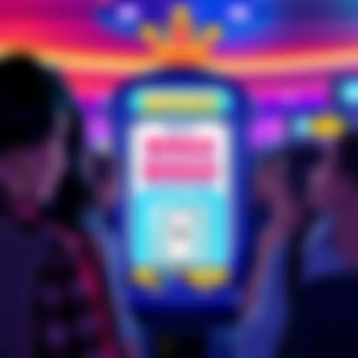 Confused Bingo Players at CrownCoins Group of people looking puzzled at a Bingo machine at CrownCoins with unclaimed winnings displayed