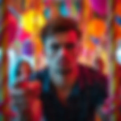 A person looking frustrated while playing limbo games on their birthday, with colorful decorations around them.