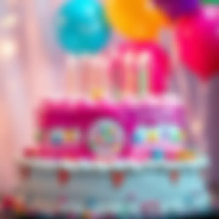 A colorful birthday cake with candles and balloons, symbolizing April birthday bonuses.