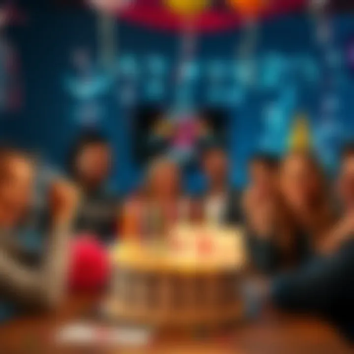 A joyful birthday gathering with a cake and a $2 bonus note on the table