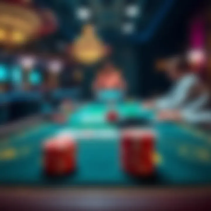 Players at a blackjack table in a casino with a shoe for card counting