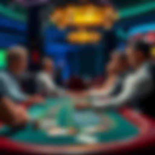 Blackjack dealer at a casino table A blackjack dealer in a casino interacting with players and dealing cards