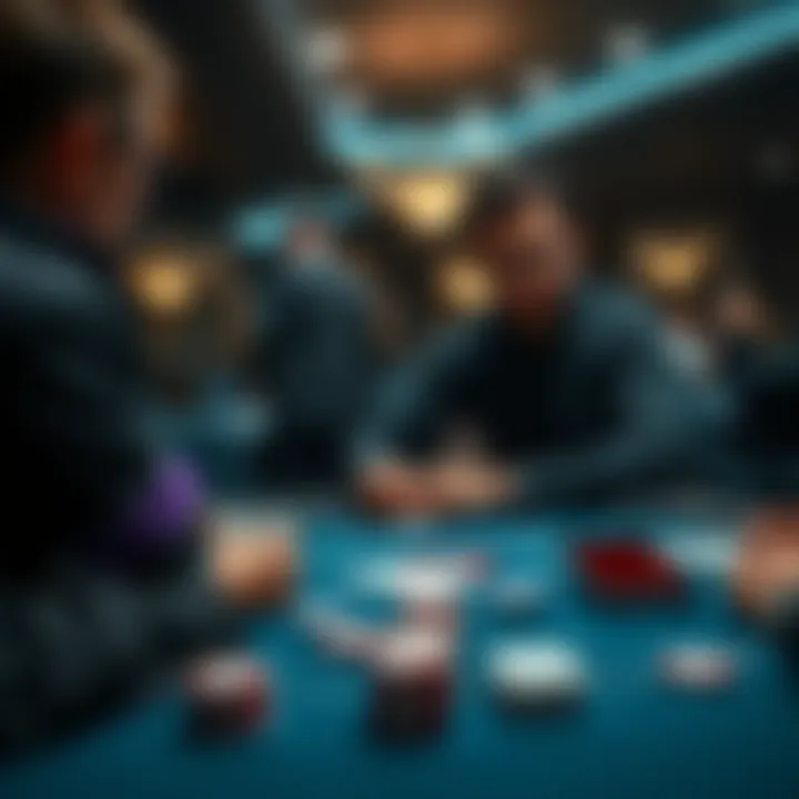 A blackjack dealer in training practices dealing cards at a table in a classroom setting, focusing on techniques and communication with players.