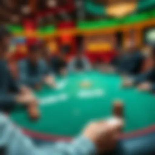 A group of players at a blackjack table in a casino, focusing on their cards and stack of chips, reflecting the latest strategies in the game.