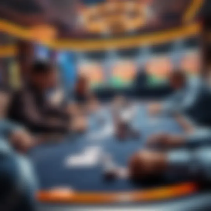 A thrilling Blackjack Originals game table with players focused on their cards and chips, creating an exciting atmosphere.