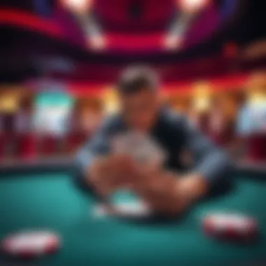 A player considering a split decision in blackjack at a casino table with cards in hand
