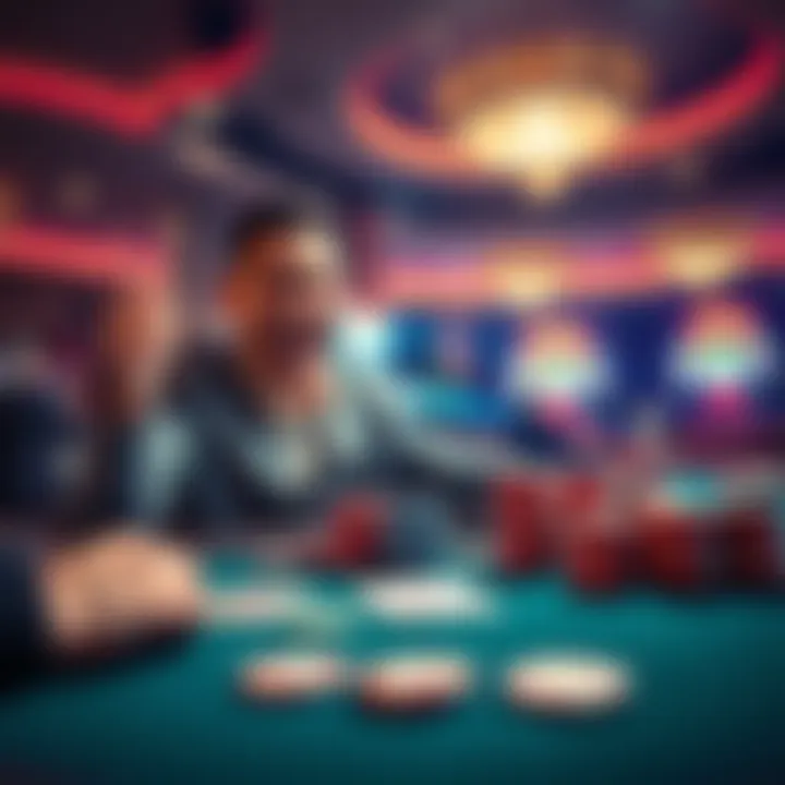 A person celebrating a blackjack win at a casino table with chips and cards in front of them