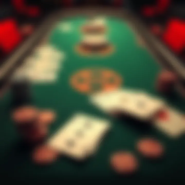 A Blackjack table showing cards and chips, highlighting a moment in a game with a focus on surrender strategies.