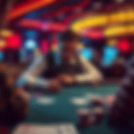 Blackjack table with player showing frustration A blackjack player looking frustrated at a casino table, with cards and chips in front of them.