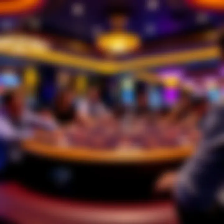 A blackjack table with players enjoying a game at Golden Nugget Lake Charles, showcasing chips and cards.