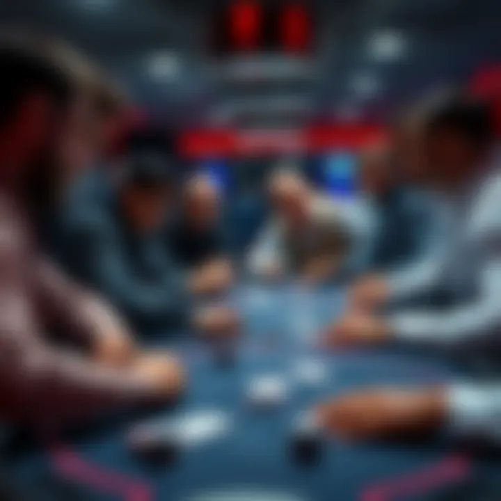 A group of players at a blackjack table, focused and communicating, showcasing teamwork and trust.