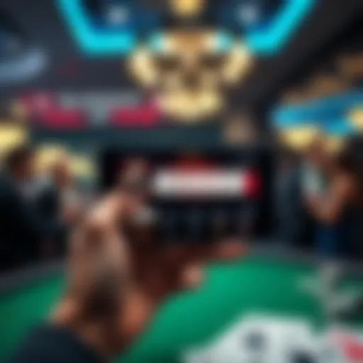 A smartphone displaying the blackjack trainer app with a leaderboard and interactive game elements. Players from around the world engaged in a practice session.