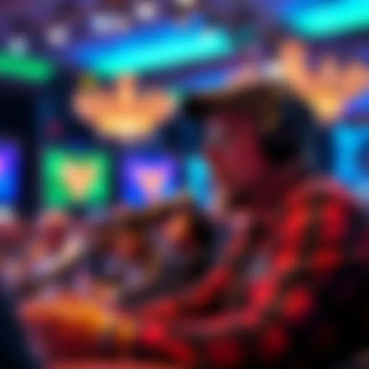 Blez the Poker Commentator Blez speaking into a microphone at a poker event, engaging the audience with his commentary