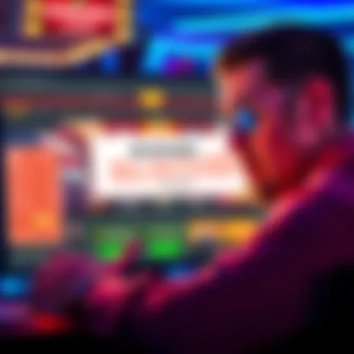 Blocked Casino Account A distressed player looking at a casino website with a blocked account message, showing frustration over withheld winnings.
