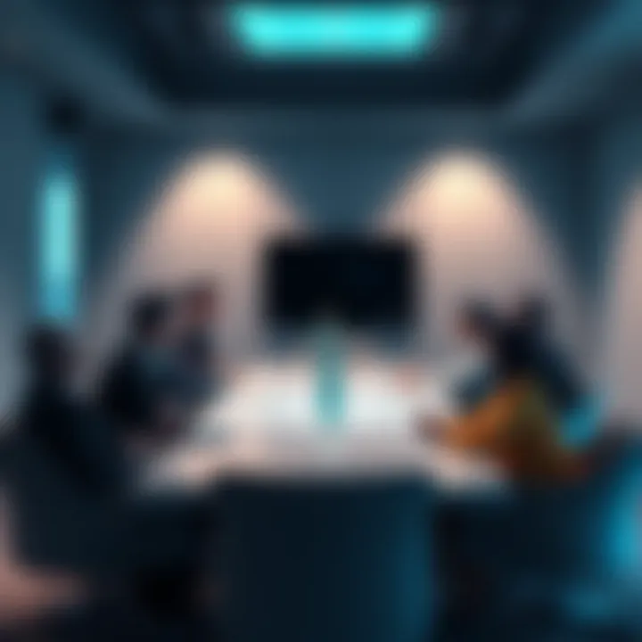 Board Meeting Discussion A group of people in a conference room discussing challenges during a board meeting