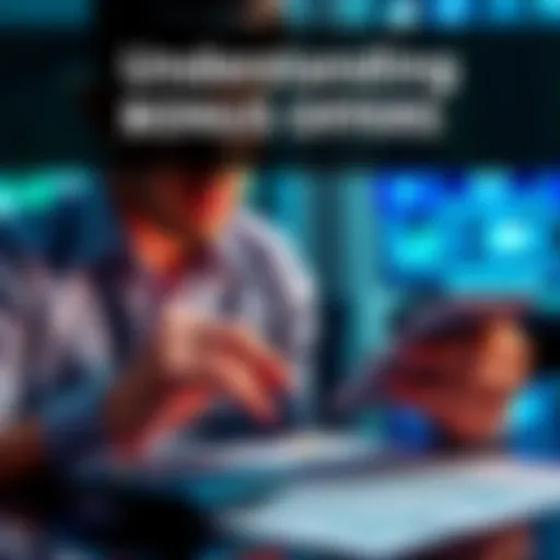 Understanding Bonus Offers A graphic showing a person examining a bonus offer with a calculator and documents, representing deposit requirements.