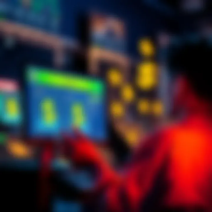 A person excitedly looking at their computer screen, showing deposit bonuses linked to two IDs, with dollar signs around them