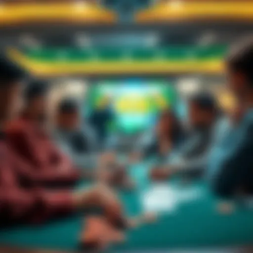 People engaged in a discussion about the value of bonus bets in gambling, with cards and chips on the table.