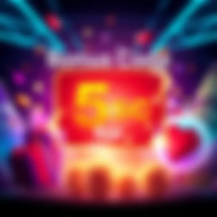 A vibrant graphic displaying the bonus code for 5sc with exciting rewards imagery in the background