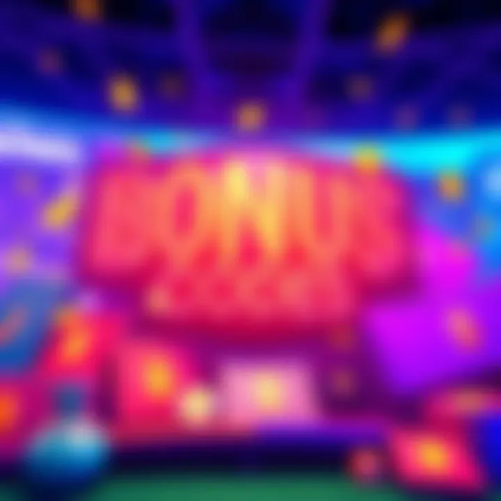 A colorful graphic showcasing various bonus codes with dollar signs, representing bonuses available for players.