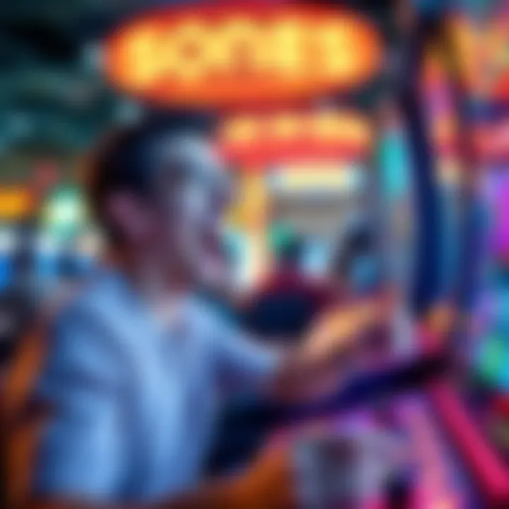 Individual joyfully playing a fun game while trying to spend bonus money