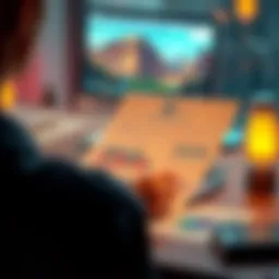 A person studying a bonus structure chart with dollar signs and graphs on a desk