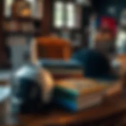A selection of notable books about horseracing, including titles like 'REPLAY' and 'CRAZY OVER HORSES', displayed on a wooden table with a jockey's helmet and racing form.