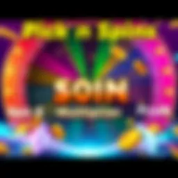 A colorful graphic showing the Pick n Spin multiplier boost on Boom Fantasy, featuring spinning elements and vibrant colors to represent increased profits.