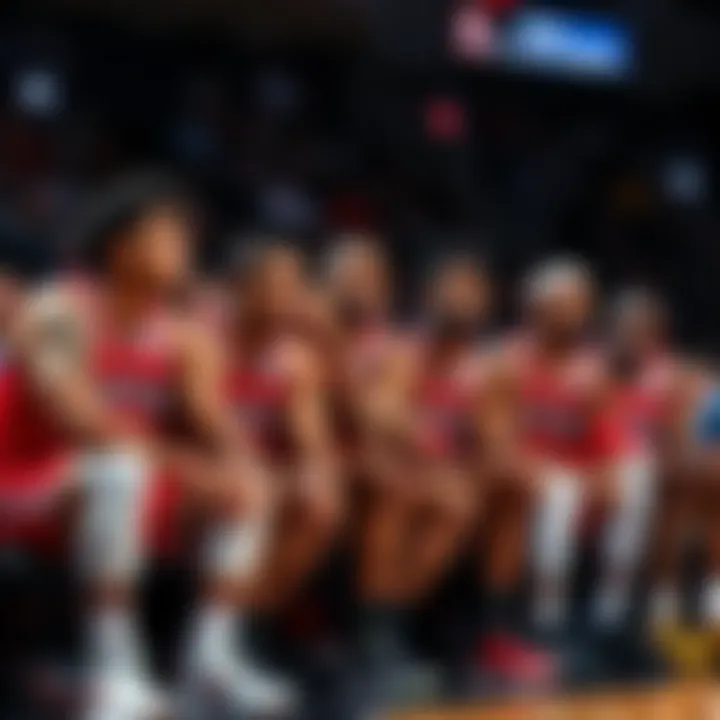 Boston basketball players sit on the bench looking surprised as the game clock ticks down