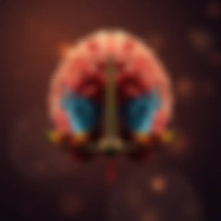 A human brain with a balance scale showing sanity on one side and madness on the other, symbolizing the struggle between normality and insanity.